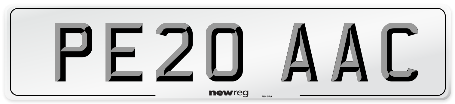 PE20 AAC Number Plate from New Reg
